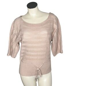 HOOKED UP by IOT Silver Sparkle Pink Knit 3/4 Sleeves Sweater Junior's Size L